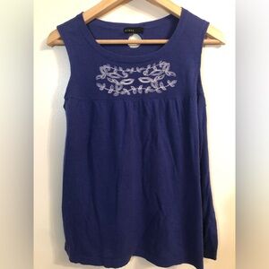 Press Embroidered Royal Blue Tank Top